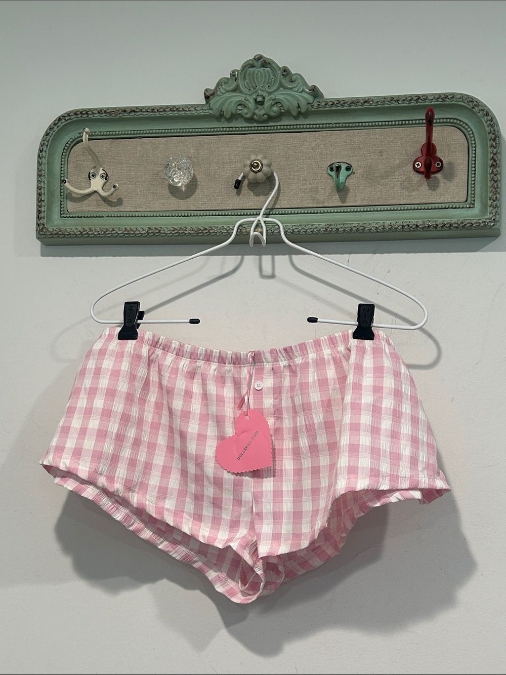 Dolls kill sugar Thrillz Baby Pink Gingham summer picnic Shorts women’s XL NEW